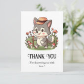Carte De Remerciements Baby shower de loup mystique mignon (Debout devant)