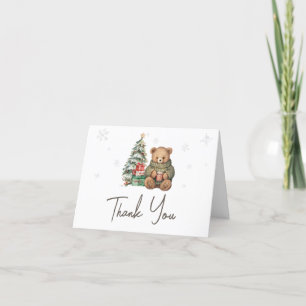 Carte De Remerciements Baby shower de l'ours en peluche d'hiver