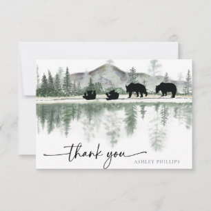 Carte De Remerciements Baby shower de l'ours Montagnes Rustiques