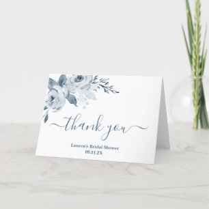 Carte De Remerciements Baby shower de mariage floral bleu poussiéreux