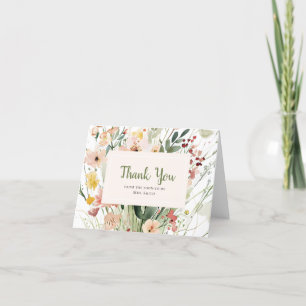 Carte De Remerciements Baby Shower de Mariée aux Fleurs Sauvages