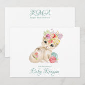 Carte De Remerciements Baby shower de monogramme de chaton de crèche (Devant / Derrière)