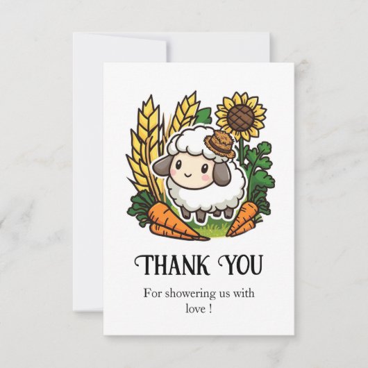 Carte De Remerciements Baby shower de mouton doux simple (Devant)