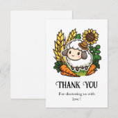 Carte De Remerciements Baby shower de mouton doux simple (Devant / Derrière)