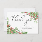 Carte De Remerciements Baby shower de Noël (Devant)