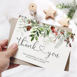 Carte de remerciements baby shower de Noël