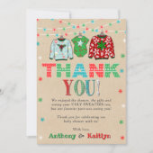 Carte De Remerciements Baby Shower de Noël au pull moche (Devant)