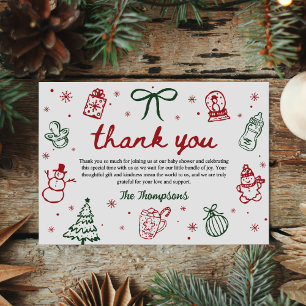 Carte De Remerciements Baby Shower de Noël Dessiné à la Main de Manière F