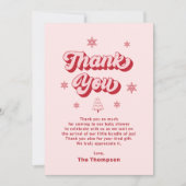 Carte De Remerciements Baby shower de Noël rose (Devant)