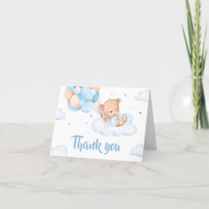 Carte De Remerciements Baby shower de nuages d'attente Bleu Bearly