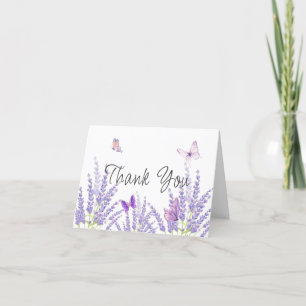 Carte De Remerciements Baby shower de papillon floral de la lavande de pr