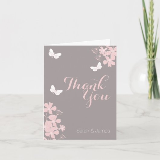 Carte De Remerciements Baby shower de papillons floraux (Devant)