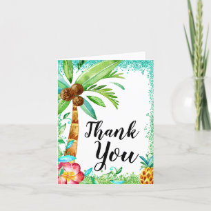 Carte De Remerciements Baby shower de Parties scintillant Tropical Luau W