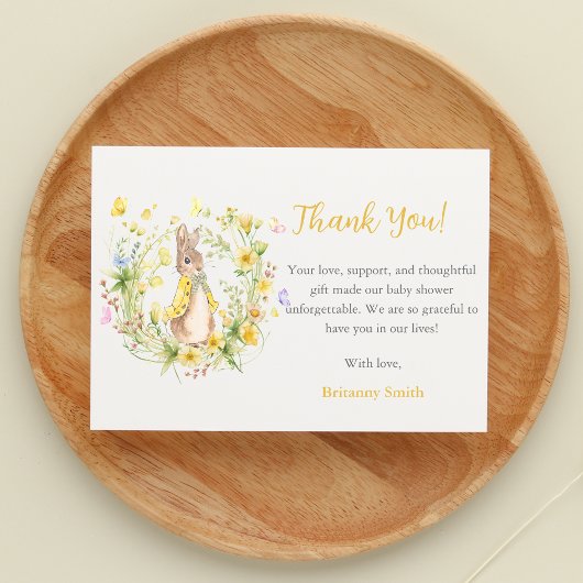 Carte De Remerciements Baby shower de Peter Rabbit de charme