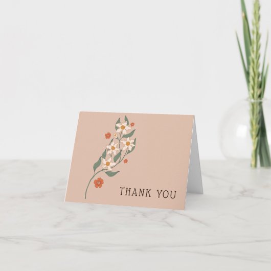 Carte De Remerciements Baby shower de petit Fleur sauvage Rustique Boho (Devant)
