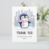 Carte De Remerciements Baby shower de pingouins de rêve mignon (Debout devant)
