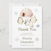 Carte De Remerciements Baby shower de pingouins d'hiver (Devant)