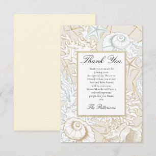 Carte De Remerciements Baby shower de plage Coquillage Océan nautique