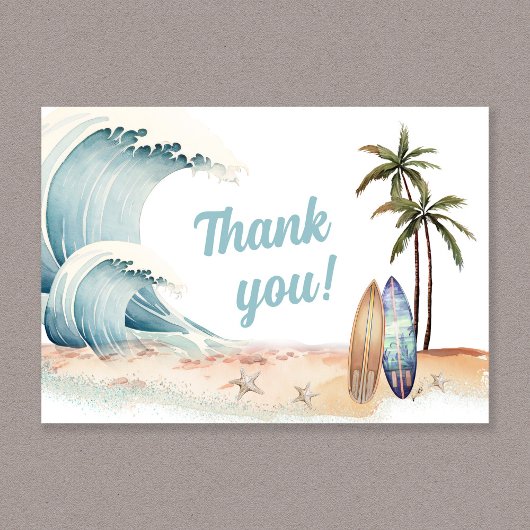 Carte De Remerciements Baby shower de plage de surf