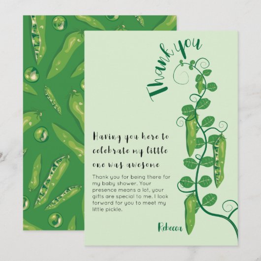 Carte De Remerciements Baby shower de pois doux (Devant / Derrière)