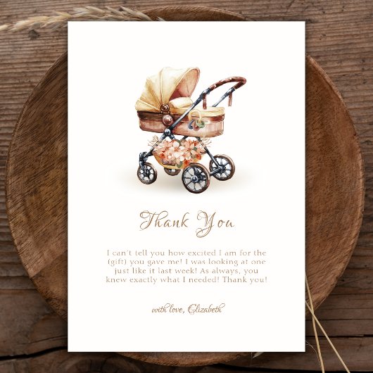 Carte De Remerciements Baby shower de poussette florale Boho neutre pour 