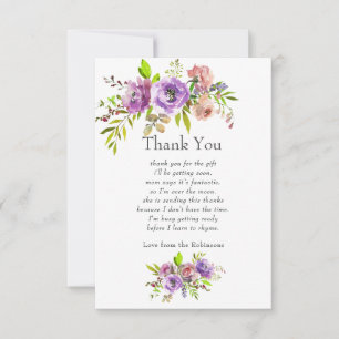 Carte De Remerciements Baby shower de printemps floral aquarelle