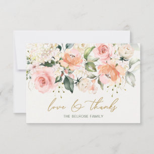 Carte De Remerciements Baby shower de roses roses d'abricot rose Floral