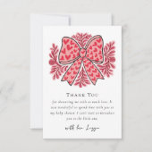 Carte De Remerciements Baby shower de script de boîte de coquette (Devant)