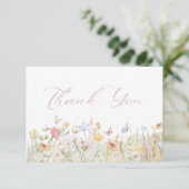 Carte De Remerciements Baby shower de script de flou de prairie souple (Debout devant)