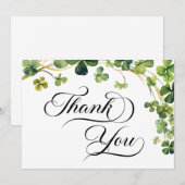 Carte De Remerciements Baby shower de script de petit Shamrock aquarelle (Devant / Derrière)