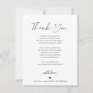 Carte De Remerciements Baby shower de script de typographie simple modern