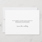 Carte De Remerciements Baby shower de script moderne bleu foncé (Dos)