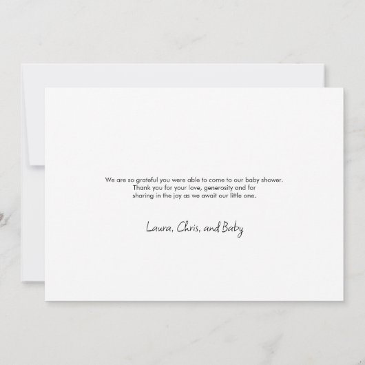 Carte De Remerciements Baby shower de script moderne bleu foncé (Dos)