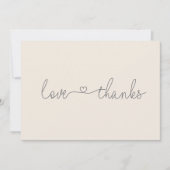 Carte De Remerciements Baby shower de script Simple Love and Thanks Heart (Devant)