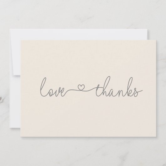 Carte De Remerciements Baby shower de script Simple Love and Thanks Heart (Devant)
