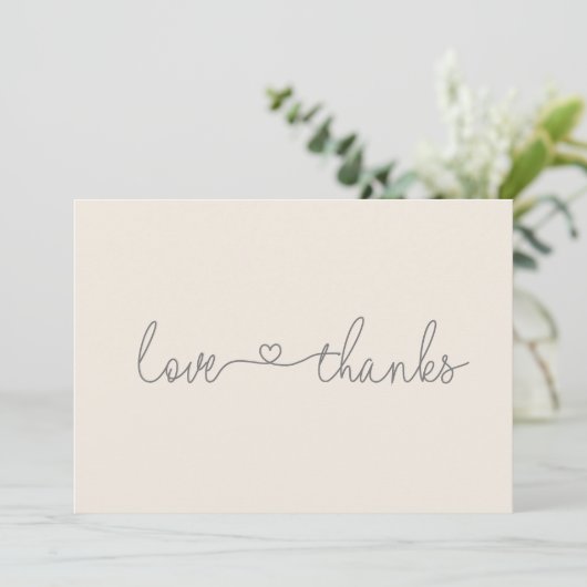 Carte De Remerciements Baby shower de script Simple Love and Thanks Heart (Debout devant)