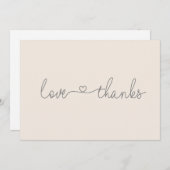 Carte De Remerciements Baby shower de script Simple Love and Thanks Heart (Devant / Derrière)