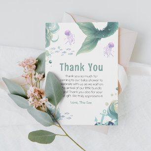 Carte De Remerciements Baby shower de sirène couleur méduse aquarelle