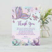 Carte De Remerciements Baby shower de sirènes sous la mer (Debout devant)