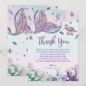 Carte De Remerciements Baby shower de sirènes sous la mer (Devant / Derrière)