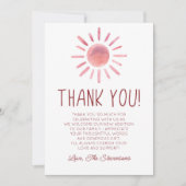 Carte De Remerciements Baby shower de soleil Boho rose (Devant)