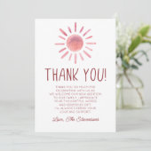 Carte De Remerciements Baby shower de soleil Boho rose (Debout devant)