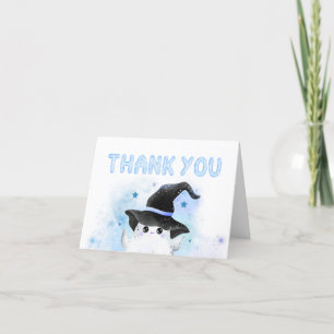 Carte De Remerciements Baby shower de sorcière Blue Little Boo Ghost