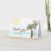 Carte De Remerciements Baby shower de surf de plage (Devant)