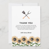 Carte De Remerciements Baby shower de tournesol BBQ rustique (Devant)