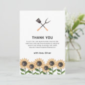 Carte De Remerciements Baby shower de tournesol BBQ rustique (Debout devant)