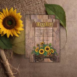 Carte De Remerciements Baby shower de transport de tournesol moderne rust