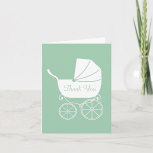 Carte De Remerciements Baby shower de transport vintage vert genre neutre