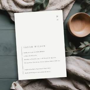 Carte De Remerciements Baby shower de typographie noir blanc minimal Invi