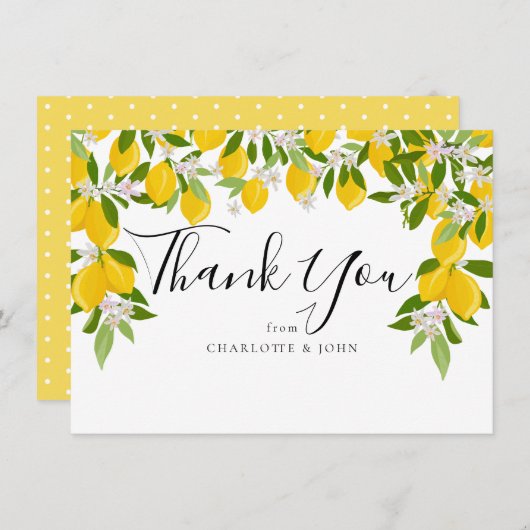 Carte De Remerciements Baby shower de verdure aux citrons en fleurs (Devant / Derrière)